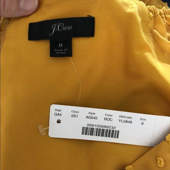 J crew Mustard Yellow tiered Swiss dot boho dress - Picture 6 of 6